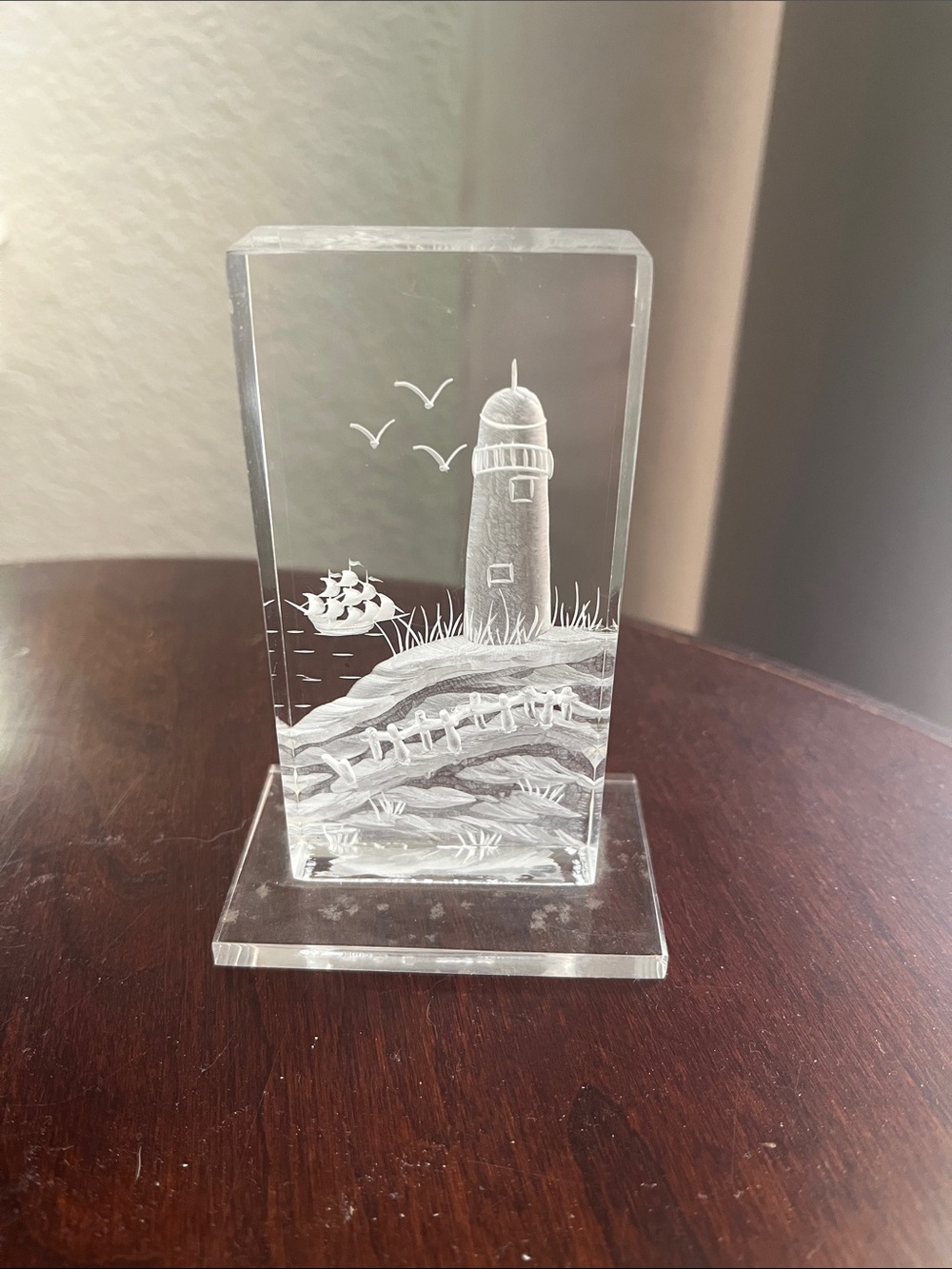 Acrylic Cape Cod Lighthouse Etched Block - Clear Home Art Decor
